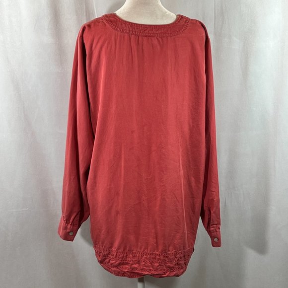J. Jill Tencel Long Sleeve Terracotta Red Lace-Up Front Blouse Top Size … - Picture 6 of 9